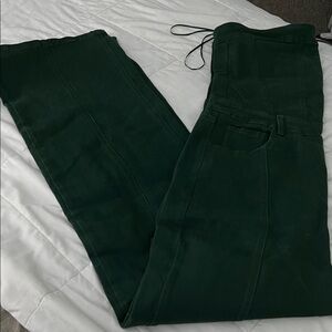 Dark Green High-Waisted Pants